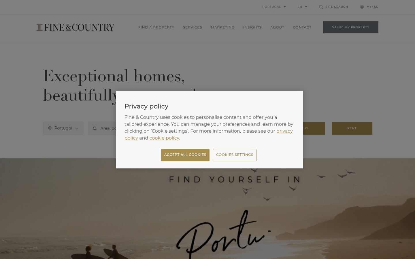 Fine & Country Portugal · HOMEPAGE_SCREENSHOT