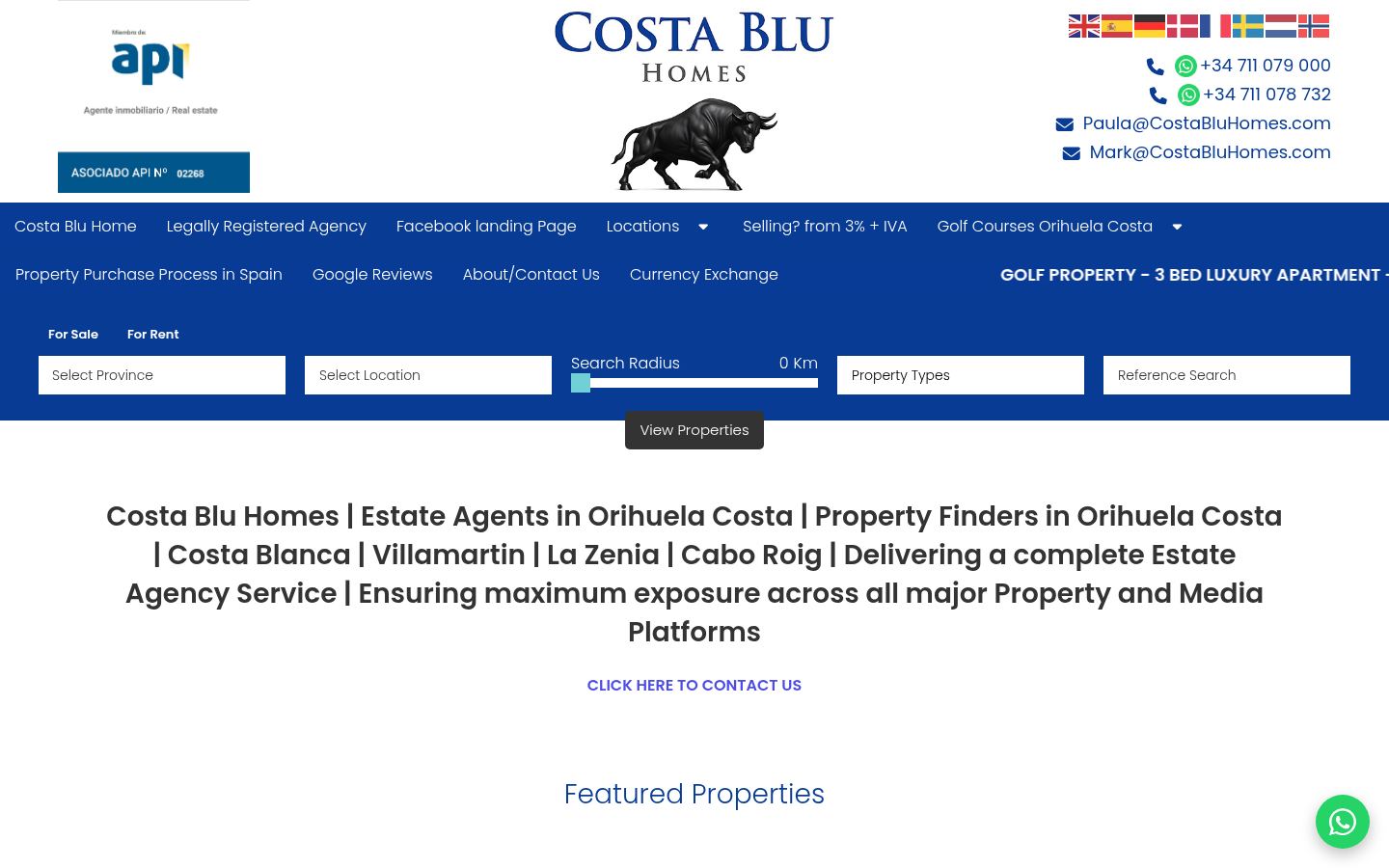 Costa Blu Homes · HOMEPAGE_SCREENSHOT