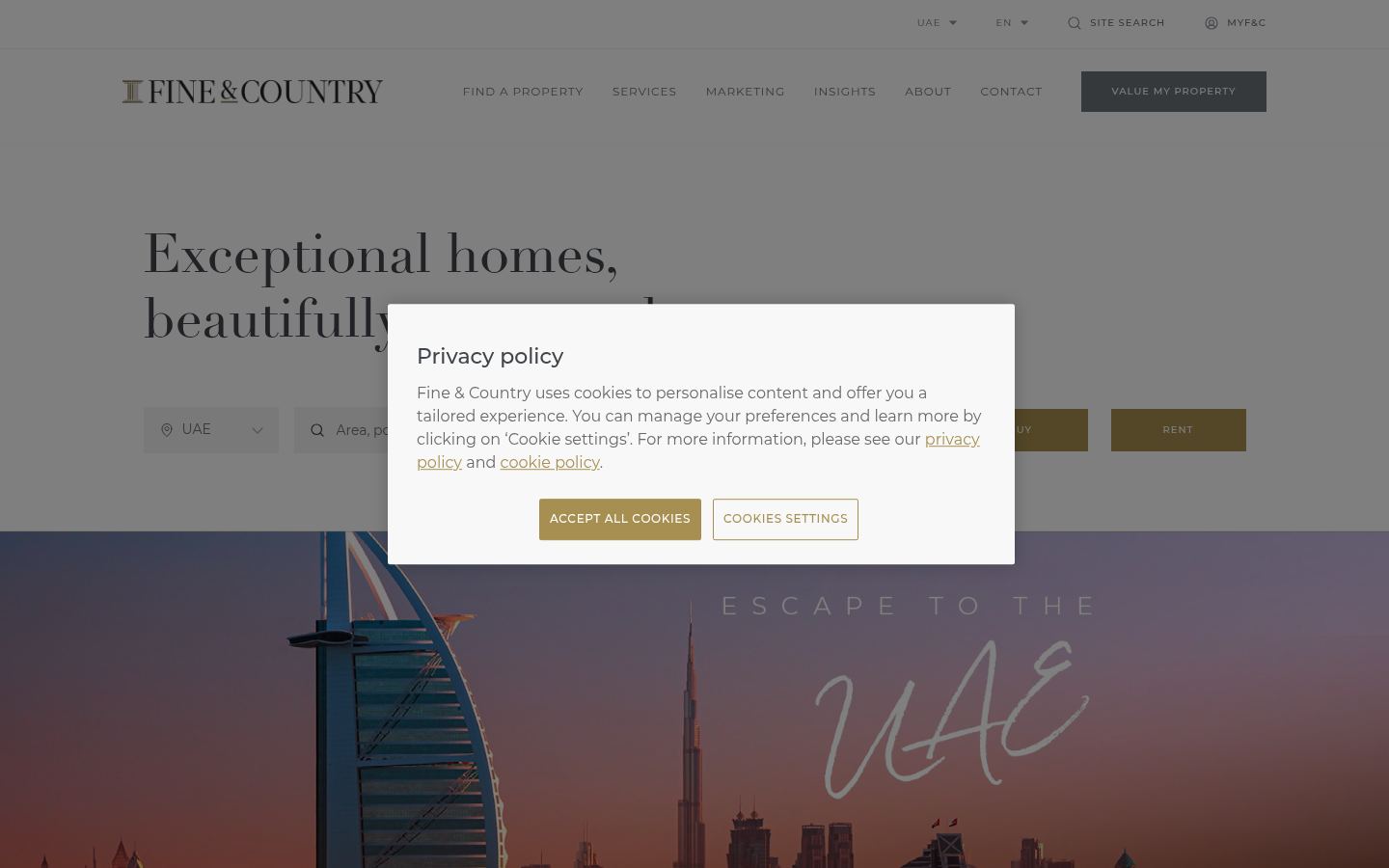 Fine and Country Algarve · HOMEPAGE_SCREENSHOT