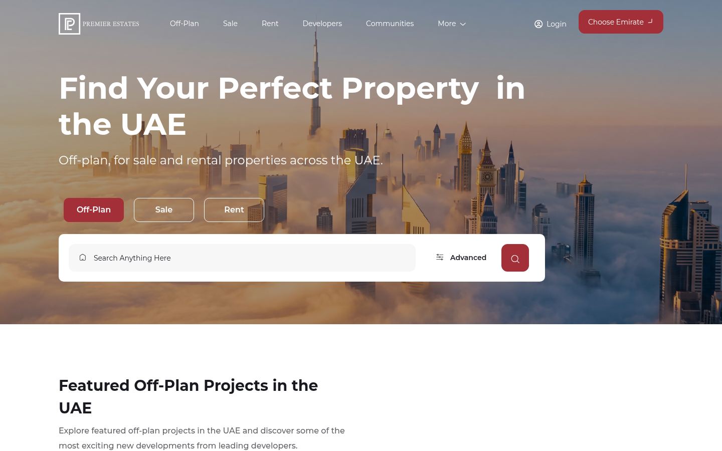 Premier Estates Real Estate Brokers LLC · HOMEPAGE_SCREENSHOT