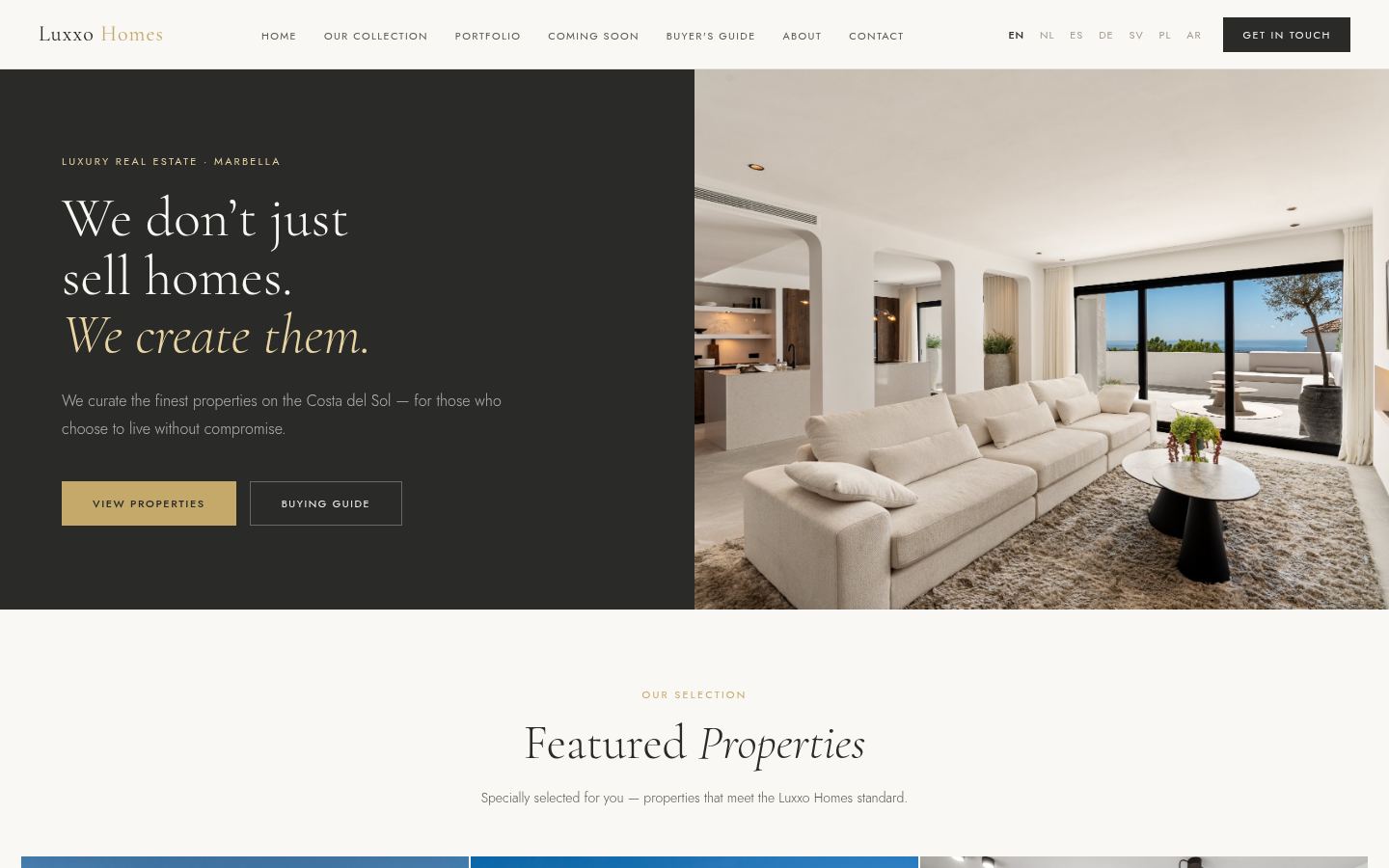 Luxxo Homes SL · HOMEPAGE_SCREENSHOT