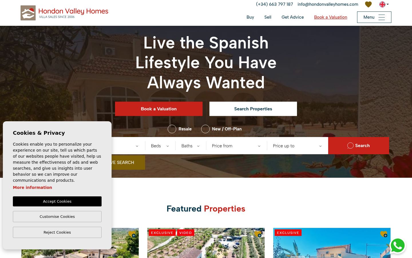 Hondon Valley Homes · HOMEPAGE_SCREENSHOT