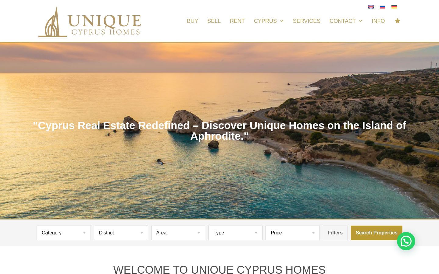 Unique Cyprus Homes · HOMEPAGE_SCREENSHOT
